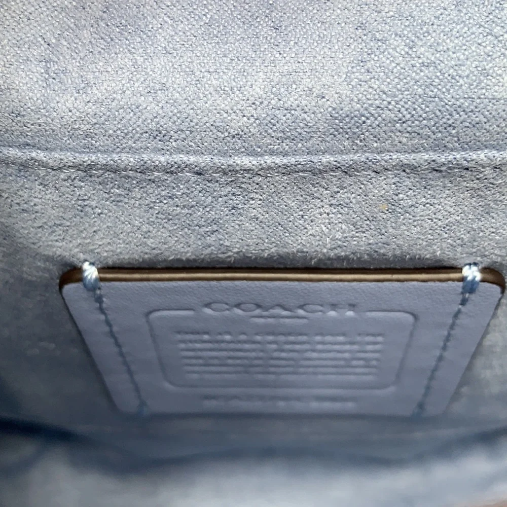 COACH Georgie Saddle Bag In Signat Canvas COLOR:
Silver/Light Khaki/Marble Blue - Picture 14 of 16